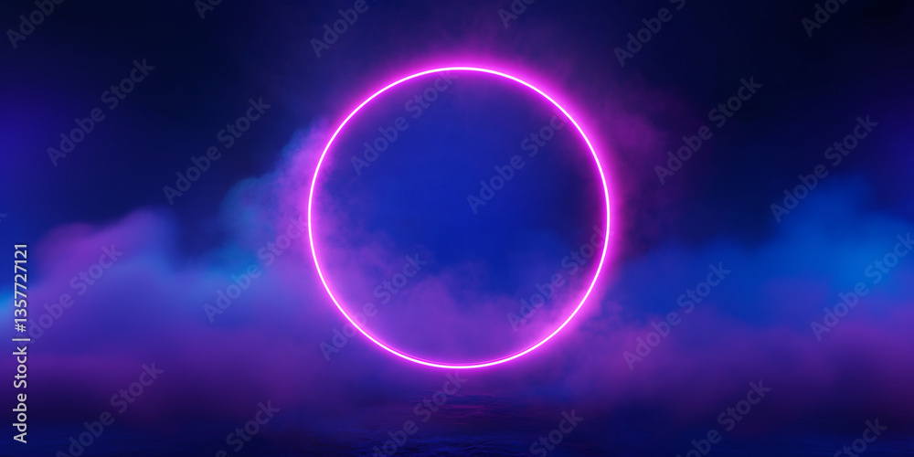 neon violet ring shrouded in smoke or fog. dark background. glow effect. 3d rendering. modern style. illustration for banner neon violet ring shrouded in smoke or fog. dark background. glow effect. 3d rendering. modern style. illustration for banner