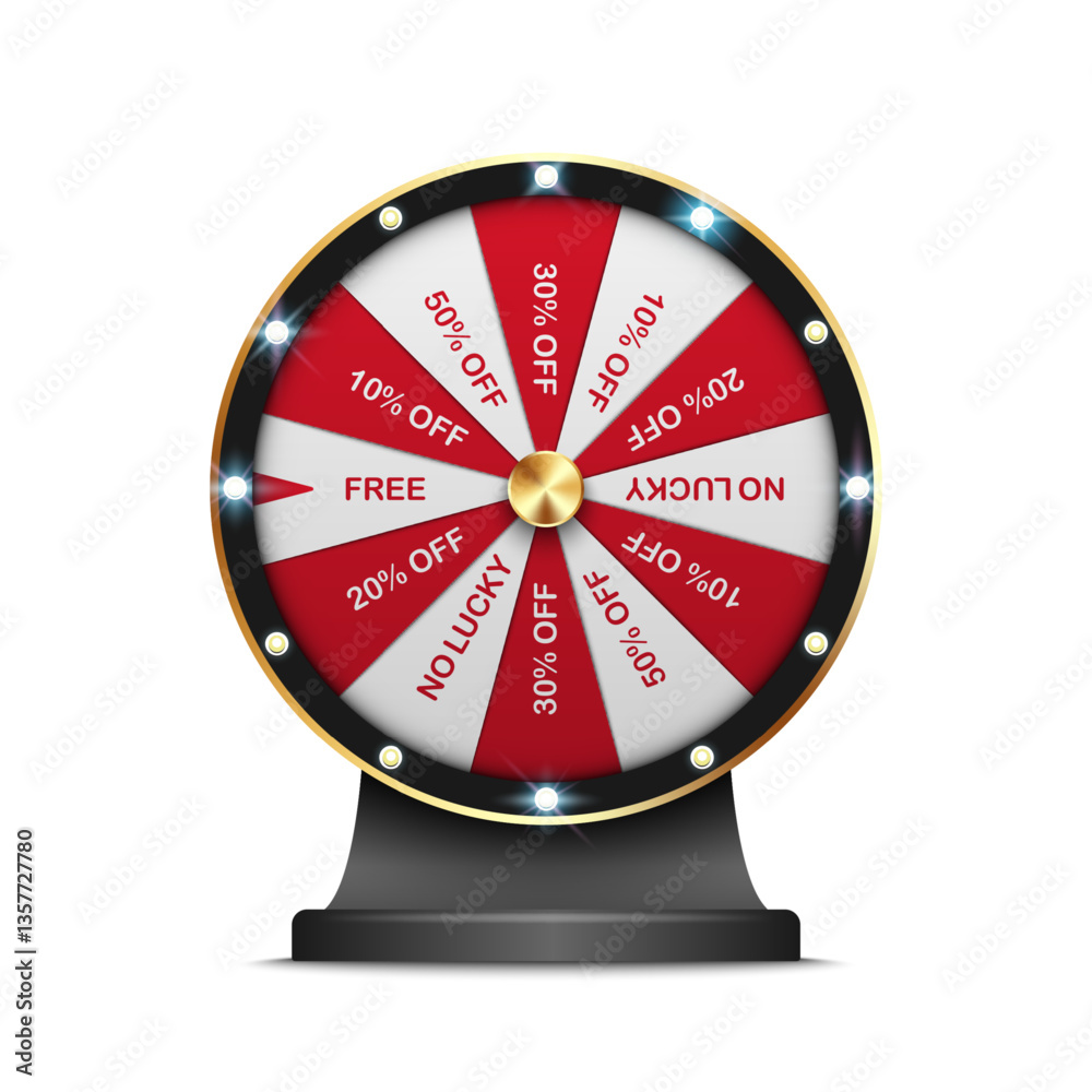 Luxury spinning fortune wheel, lucky roulette, online promotion events, vector illustration Luxury spinning fortune wheel, lucky roulette, online promotion events, vector illustration