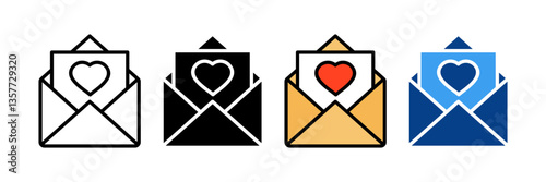 Love Letter Icon Set Multiple Style Collection