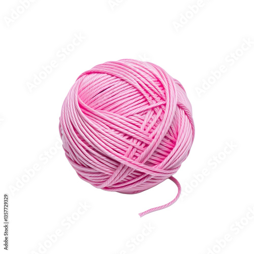 Ball of pink wool isolated on a white background