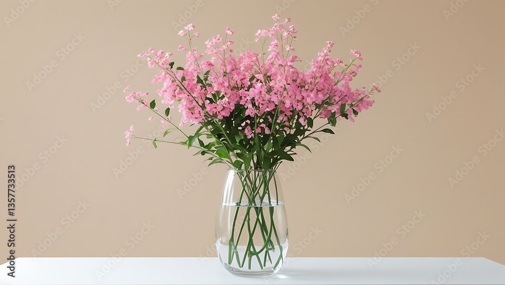 Obraz premium A decorative vase containing vibrant pink flowers placed on a table
