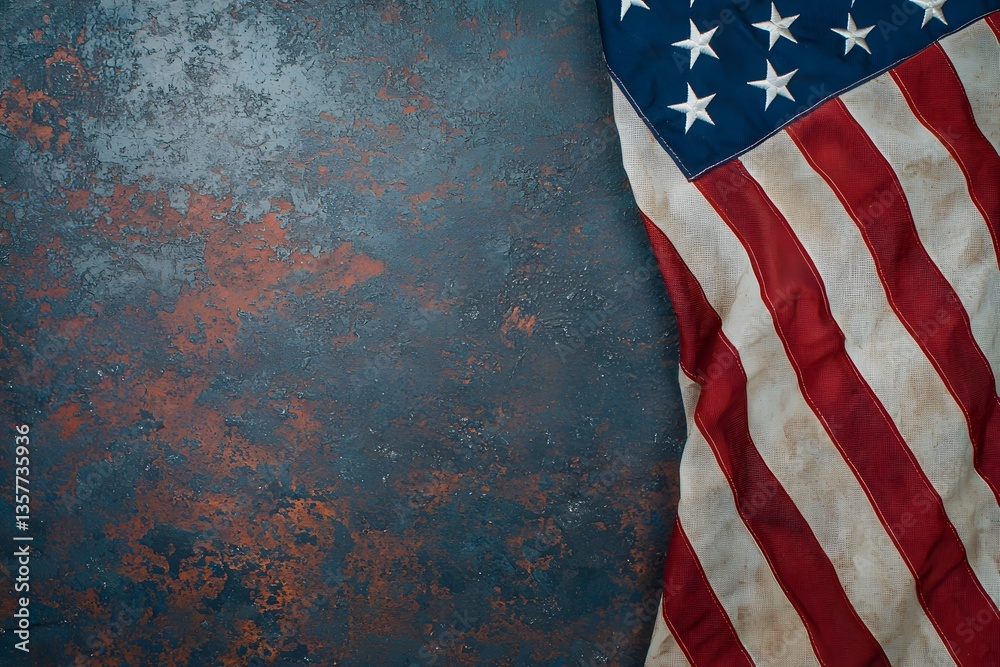 Obraz premium Patriotic American flag with grunge texture background