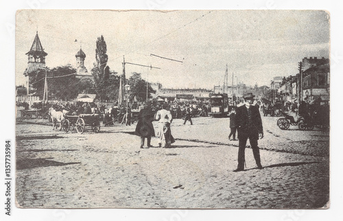 Galician Square (now Victory Square) & St. John Chrysostom Iron Church. Lviv, 1900s. Vintage photo