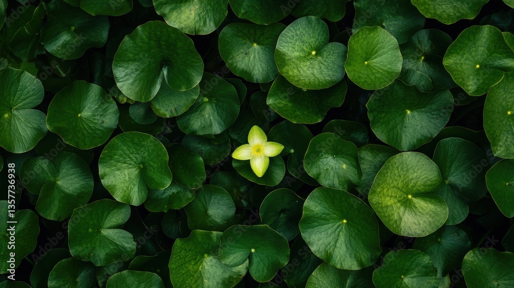 A vibrant yellow flower stands out amidst a sea of lush, green leaves, symbolizing individuality and beauty in nature. A vibrant yellow flower stands out amidst a sea of lush, green leaves, symbolizing individuality and beauty in nature.