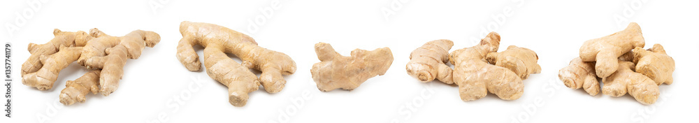Fresh ginger and lemon isolated on white background. Sliced ginger. Ginger root. Traditional alternative medicine, healing tea for immunity. Close-up. Fresh ginger and lemon isolated on white background. Sliced ginger. Ginger root. Traditional alternative medicine, healing tea for immunity. Close-up.