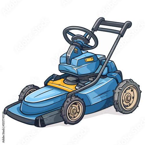 Powerful and Efficient Riding Lawn Mower Illustration