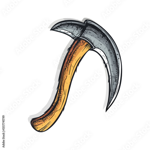 Vintage Hand-Drawn Sickle Illustration A Rustic Harvest Tool for Agriculture and Farming Depictions