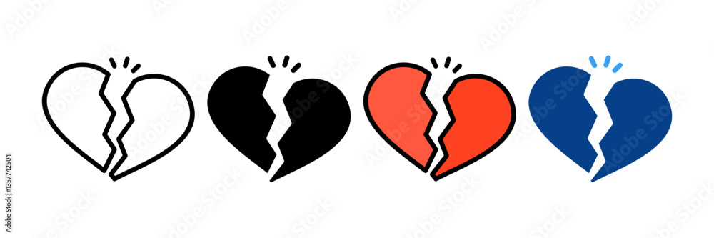 Broken Heart Icon Set Multiple Style Collection Broken Heart Icon Set Multiple Style Collection