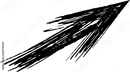 Black upward arrow sketch pointing direction with dynamic lines on a white background, ideal for highlighting growth, progress, or positive momentum