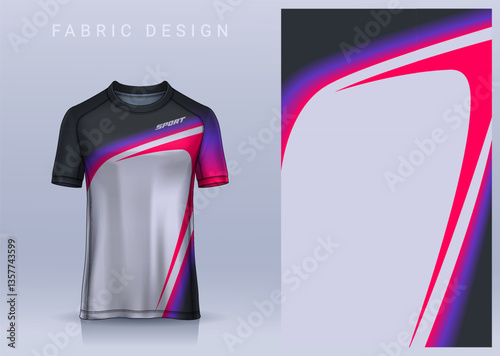 Fabric textile design for Sport t-shirt, Soccer jersey mockup for football club. uniform front view.	