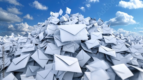 A Massive Pile of Envelopes Under a Blue Sky:  An Overwhelming Visual Representation of Information Overload and Communication