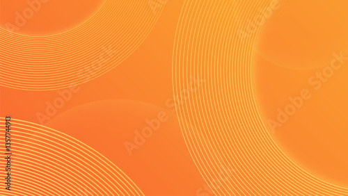 Circle lines abstract vector background. Minimal geometric circular bright orange pattern. Modern futuristic technology style. For widescreen presentation slide, conference, gala, powerpoint, keynote.