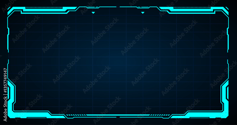 Futuristic frame Hud digital interface, with a vibrant blue grid. The image has a technological and modern aesthetic, ideal for projects relating to technology and the future.
