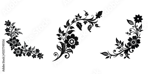 black flower and white silhouettes