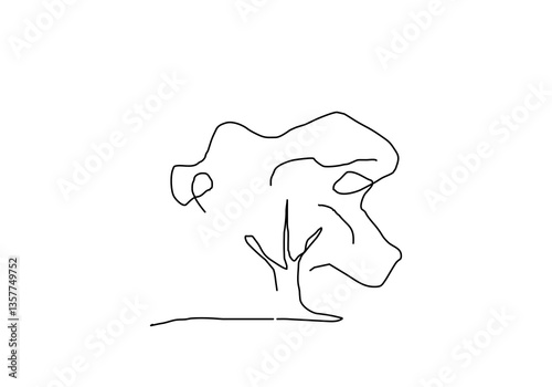 line art illustration of a tree symbolizing global warming, climate change, and environmental impact.