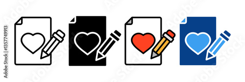 Love Letter Icon Set Multiple Style Collection