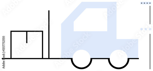 Forklift carrying a box with simple lines and minimal design. Ideal for logistics, warehouse, transportation, shipping, efficiency, supply chain, delivery. Flat simple metaphor