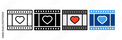 Love Film Icon Set Multiple Style Collection
