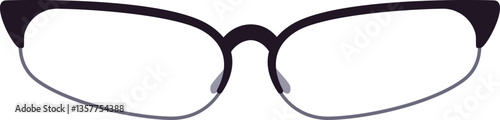 Simple illustration of black horn rimmed eyeglasses with clear lenses, shown from the front against a clean white background, emphasizing the classic and timeless design of the eyewear