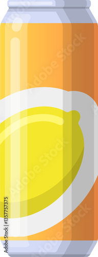 Refreshing lemon soda in an aluminum can featuring a vibrant lemon design, offering a deliciously sweet and fizzy drink ideal for satisfying thirst on warm summer days
