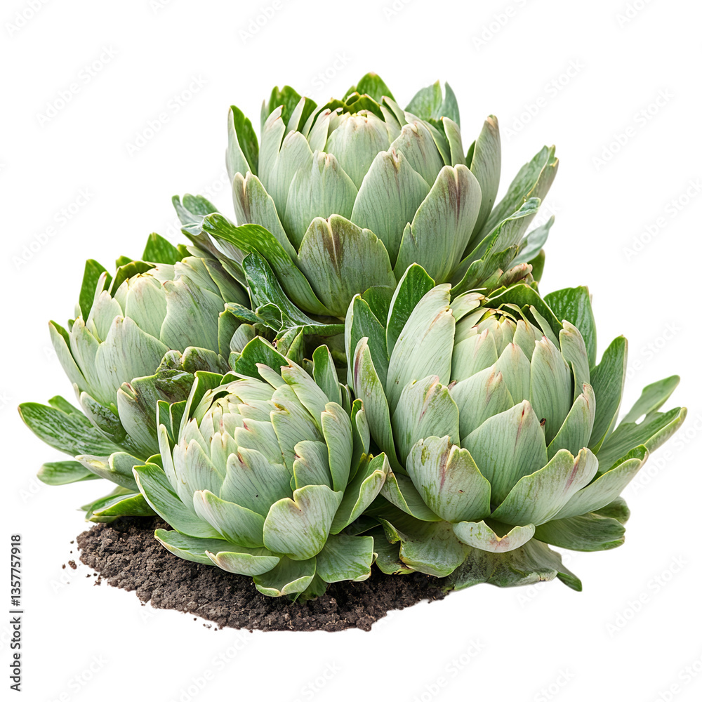 A Fresh Patch of Artichoke Plants Growing in a Ve Isolated on Transparent Background A Fresh Patch of Artichoke Plants Growing in a Ve Isolated on Transparent Background