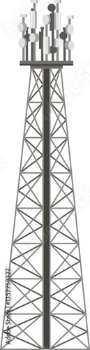 Telecommunication tower with various antennas transmitting signals, ensuring network coverage and connectivity in a modern communication infrastructure