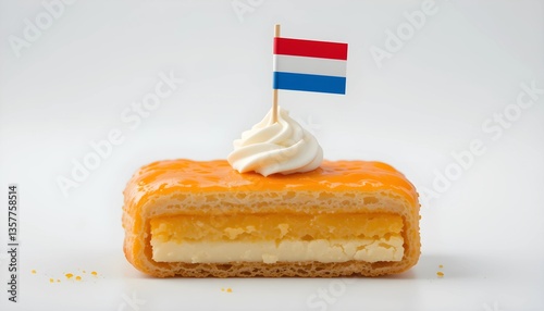 Dutch Tompouce Pastry with  Flag