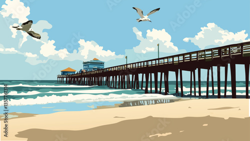 Relaxing Day at Myrtle Beach Pier .eps