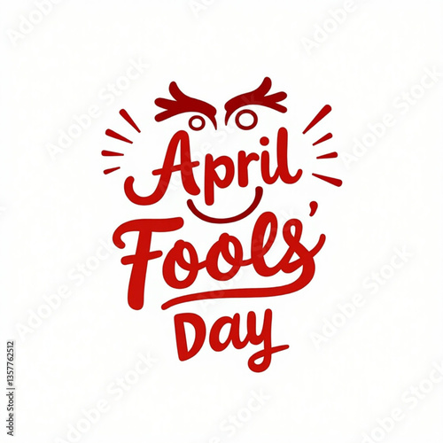 Vector April Fools Day text and funny face illustration isolated on white background. April fool's day concept.