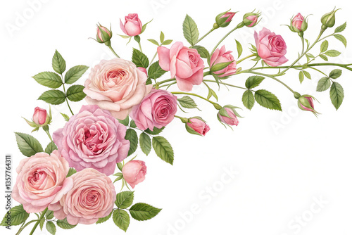 bouquet of roses on white