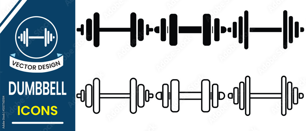 Dumbbell icon, vector set. Collection of Gym dumbbell vector. Silhouette of line and dumbbell weight vector design, Weight lifting dumbbell. Vector illustration. Dumbbell icon, vector set. Collection of Gym dumbbell vector. Silhouette of line and dumbbell weight vector design, Weight lifting dumbbell. Vector illustration.