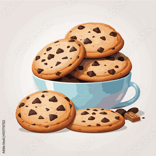 dessert, cookie, food, biscuit, sweet, bakery, background, chocolate, delicious, snack, homemade, brown, isolated, candy, pastry, cake, bake, chip, tasty, breakfast, fresh, treat, closeup, sugar, vect