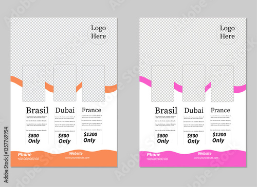Unique a4 size travle flyer template 2 colorful Travel flyer template for travel agency