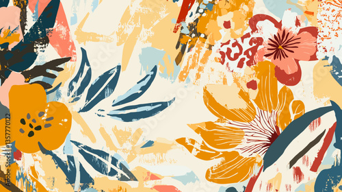 Floral abstract background in warm pastel colors

