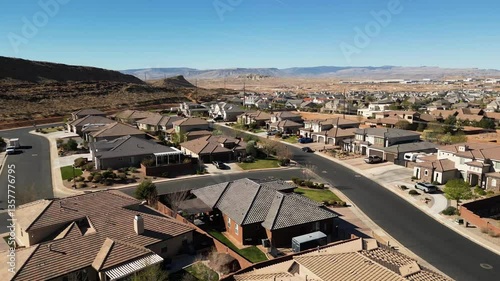 Flying Over Houses in Desert Community
