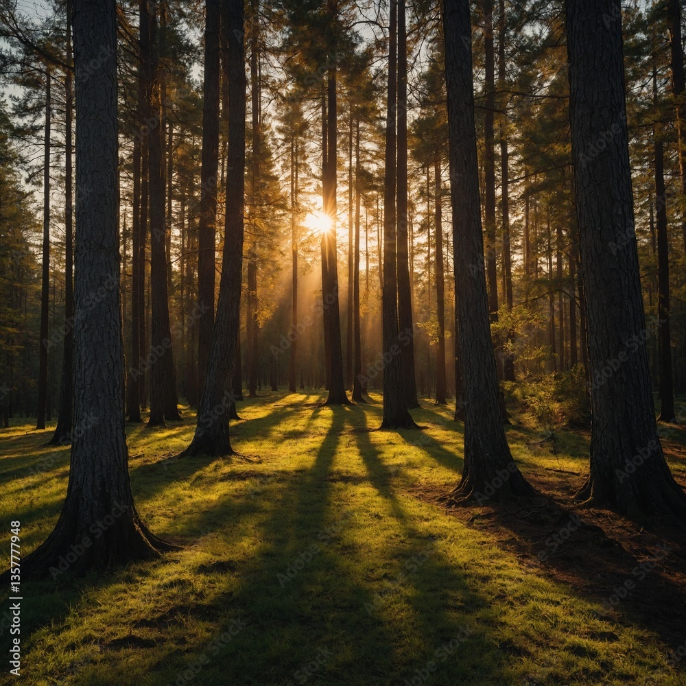 Fototapeta premium autumn forest in the morning