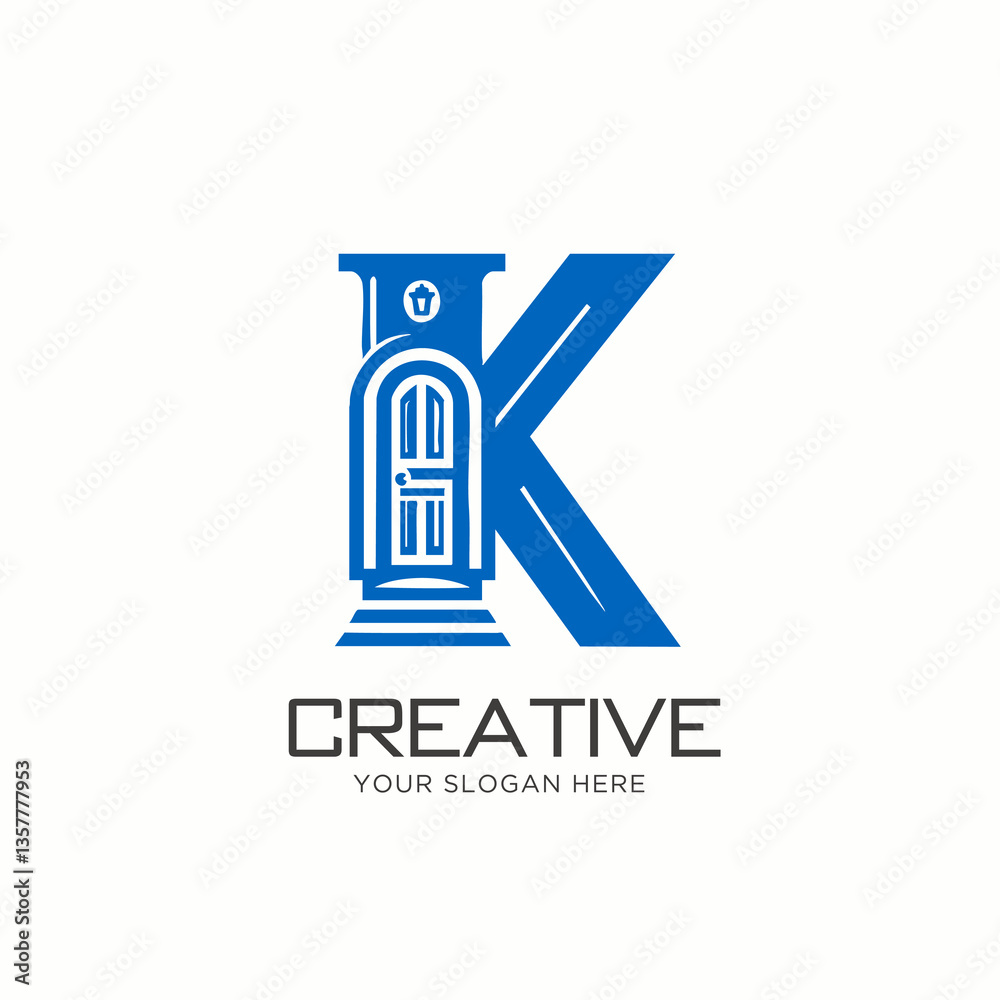 Stylish Letter K Logo Design With Door Concept Stylish Letter K Logo Design With Door Concept