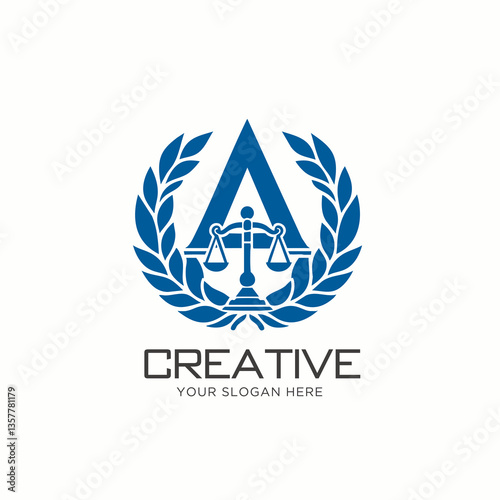 Letter A Logo with Law and Justice. A Letter Law Logo Design