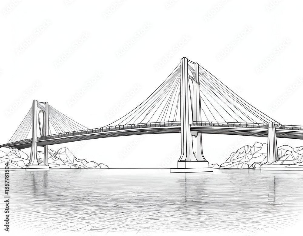 Fototapeta premium Bridge Sketch by AI