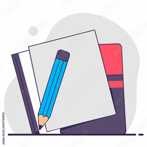 Study materials with pencil and notebooks on a light background  
