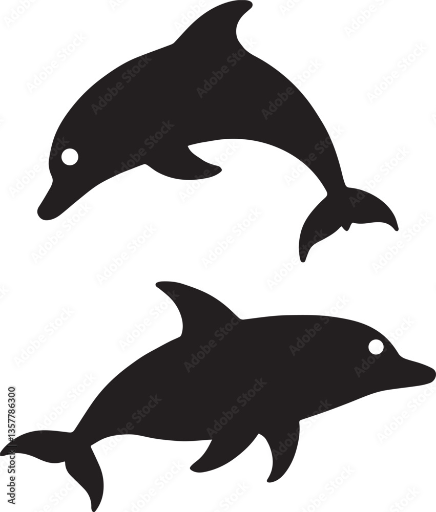 Fototapeta premium Dolphin vector silhouette illustration