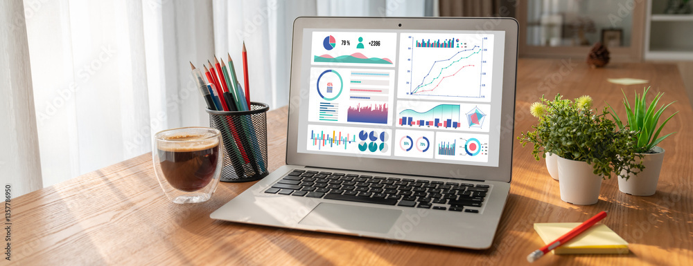 Fototapeta premium Business data dashboard provide modish business intelligence analytic for marketing strategy planning