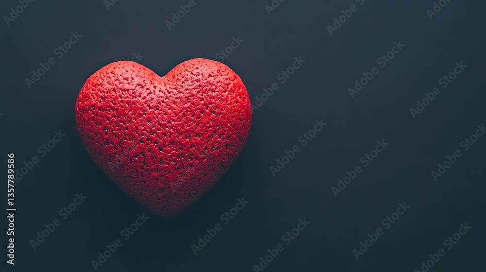 Obraz premium Red Heart Symbol on Black Background, Minimalist Design Representing Love and Simplicity