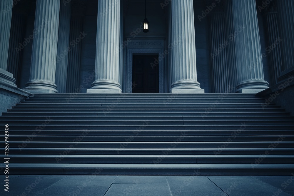 Obraz premium steps of a staircase leading to a building with white building columns