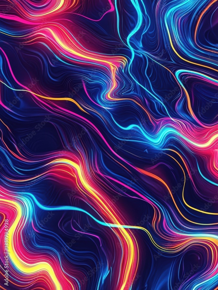 Fototapeta premium Abstract colorful flowing lines with vibrant light and dark tones