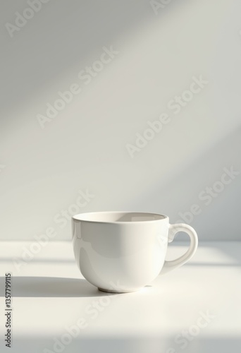 Wallpaper Mural artistic minimalist still life featuring empty coffee cup simple background subtle shadows light play, artwork, minimalism, design, ceramics, composition Torontodigital.ca