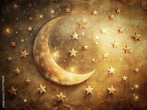 Vintage Celestial Moon & Stars Design -  Retro Night Sky Photography