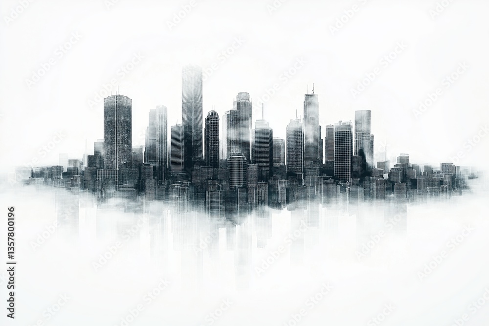 Fototapeta premium 3D transparent glass city, designed for seamless greenscreen and virtual integration