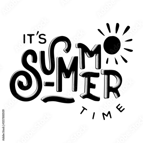It's summer time. Hand drawn vintage vector illustration with lettering. Drawing for prints on t-shirts and bags, stationary or poster