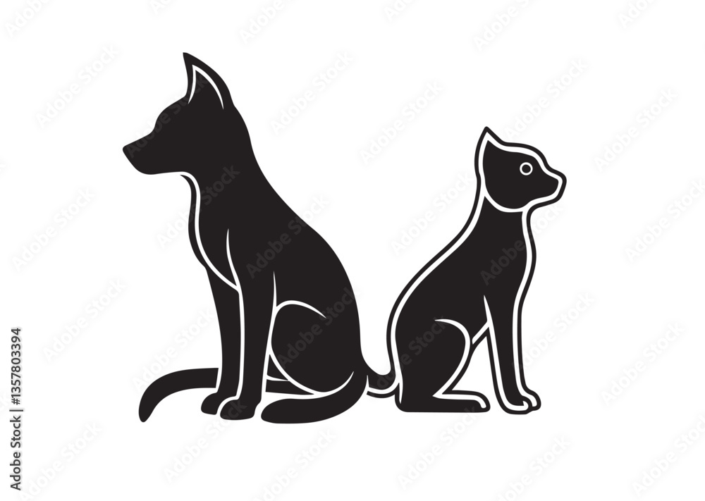 Dog and cat silhouette